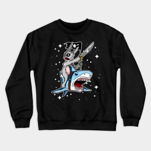 Badass Pirate Easter Bunny riding a Shark !!! Crewneck Sweatshirt